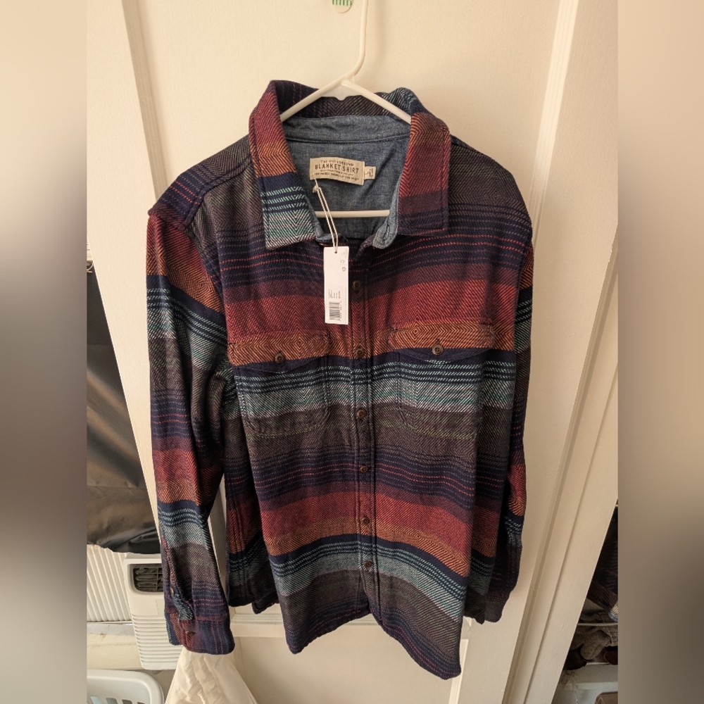 Outerknown Blanket Shirt - Burnt Sonoran Stripe - L LARGE - MSRP $168 1310205 - Picture 2 of 2